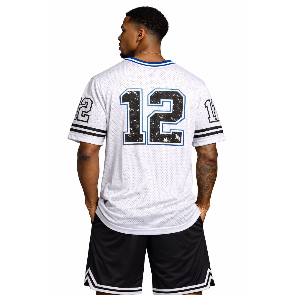 White Mesh Performance V Neck Jersey